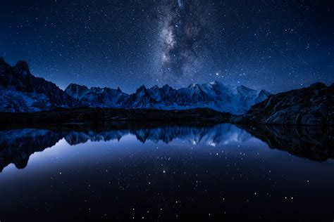 Download Water Landscape Milky Way Star Night Sky Mountain Nature