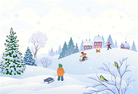 Vector Cartoon Illustration Of A Winter Digital Art By Merggy