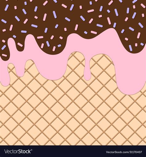 Ice Cream With Chocolate Dripping Glaze Melted Vector Image