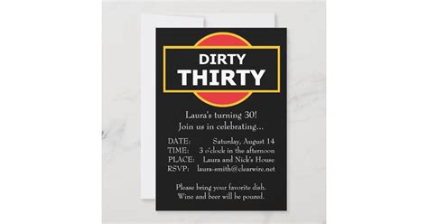 Dirty Thirty Invitation Birthday 30 Zazzle