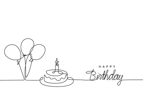 dibujo de línea continua de feliz cumpleaños letras escritas a mano