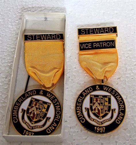 2 Royal Masonic Medals 1997 Steward And Vice Patron Medal Etsy