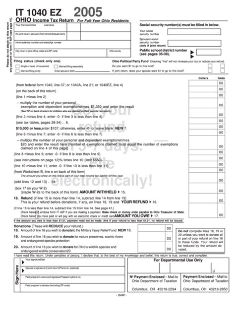 Ohio It 1040 Fillable Form Printable Forms Free Online