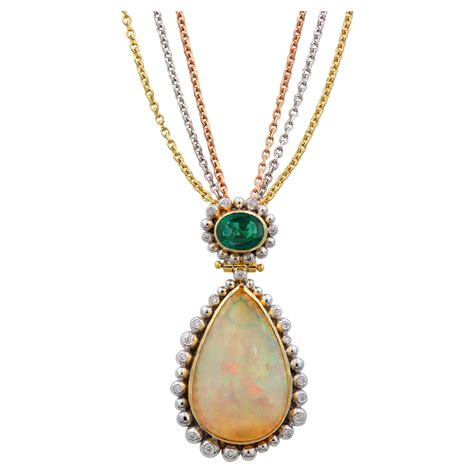 Art Nouveau Opal And Gold Necklace For Sale At 1stdibs