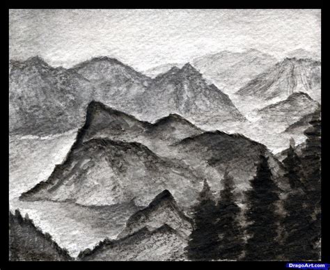 How To Draw A Realistic Landscape Draw Realistic Mountains Step 4