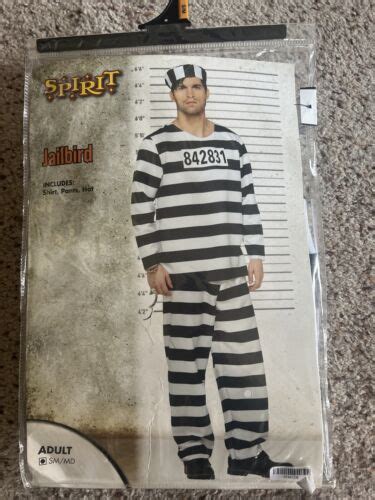 Prisoner Jail Man Convict Men Adult Costume Halloween 👻 Size Sm