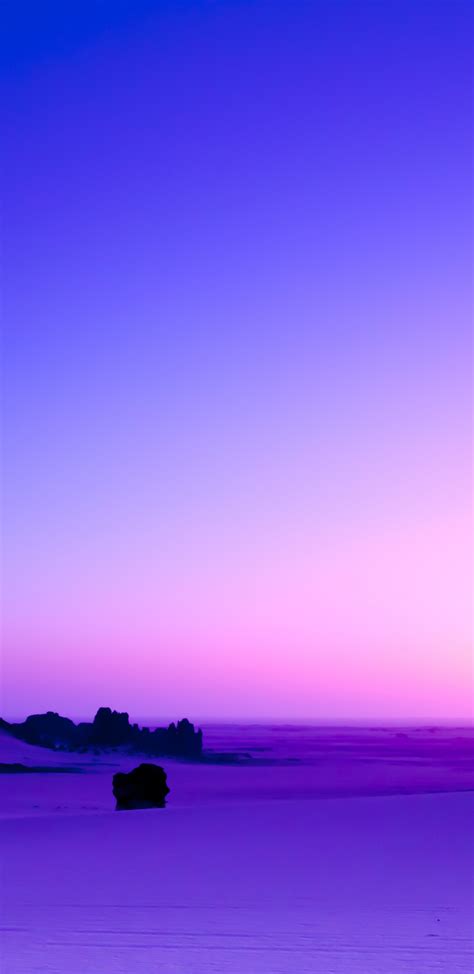 Download Wallpaper 1440x2960 Purple Sunset Skyline Desert Landscape
