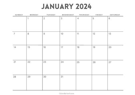 Free Printable January 2024 Calendars Calendarkart
