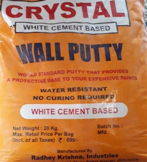 White Cement Based Wall Putty Packing Size 20 And 40 And 40 Kg Rs