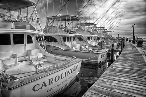 Outer Banks Fishing Boats Waiting Bw Photograph By Dan Carmichael Pixels