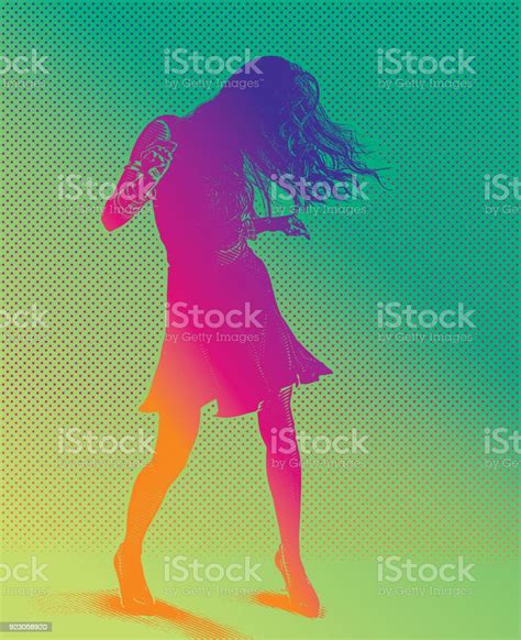 Colorful Portrait Of A Hispanic Woman Latin Dancing Stock Illustration