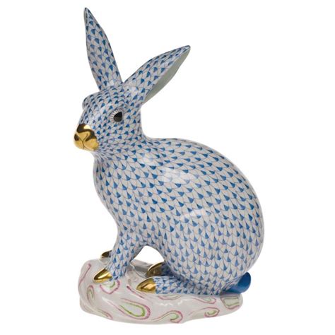 Herend Large Rabbit On Base Bunny Figurines Herend Figurines