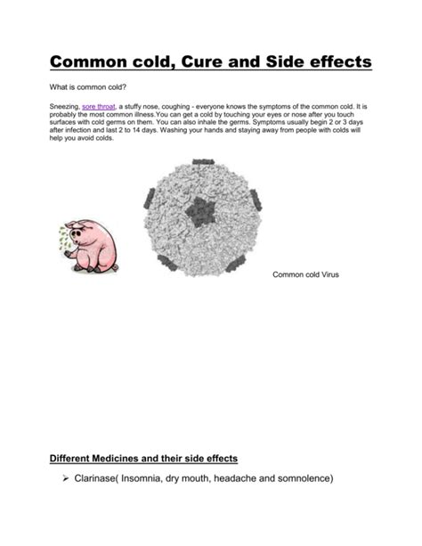 Common Cold Cure And Side Effects