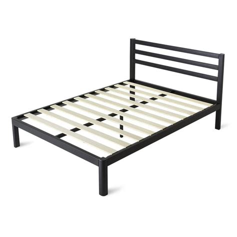 Intellibase 18 Inch Wood Slat Black Metal Platform Bed Frame W
