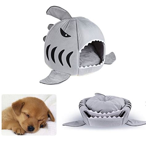 Lovely Soft Shark Mouth Shape Doghouse Pet Sleeping Bed Kennel With