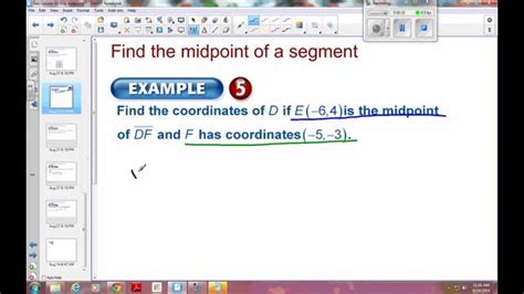 Given this how would i make a method that will give me the other endpoint? 1-3 Example 5: find the endpoint given the midpoint and ...