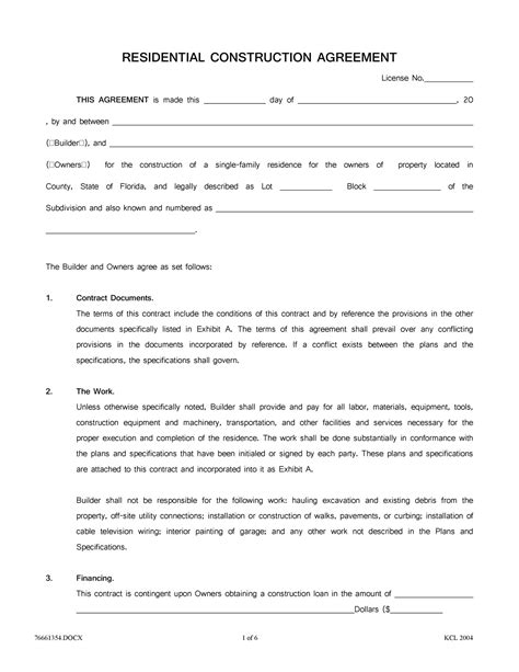 Commercial Construction Contract Template