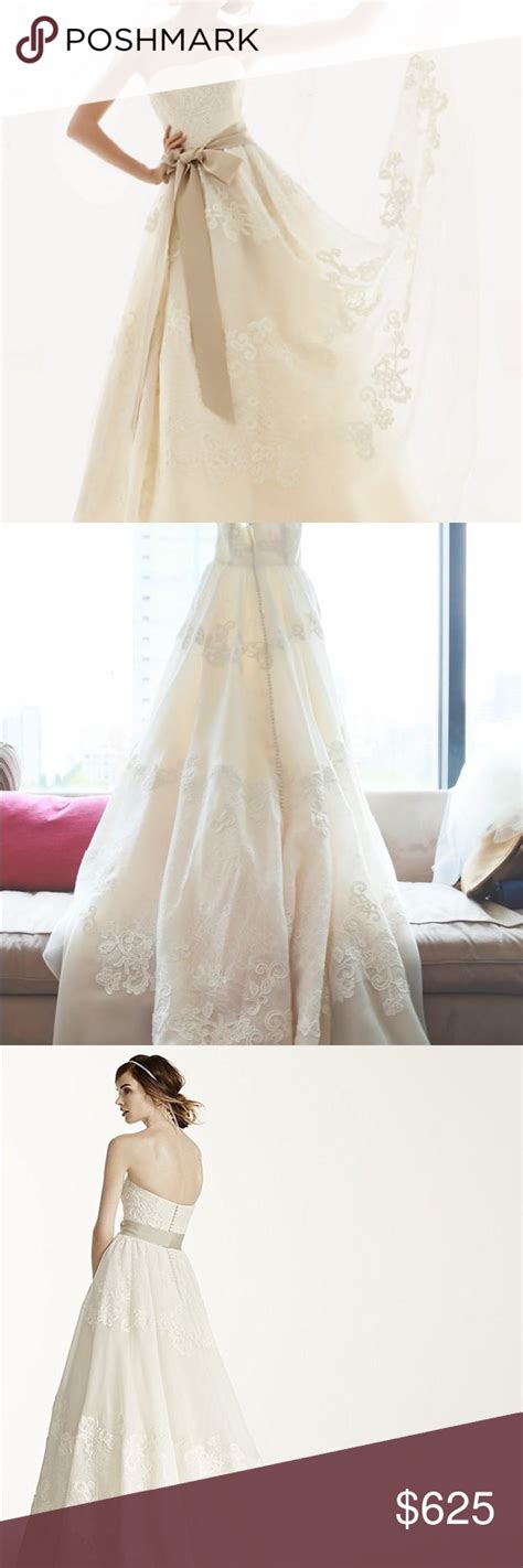 Melissa Sweet Wedding Dress Ivory Strapless Satin Organza Ball Gown