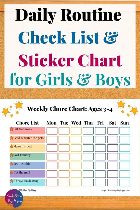 Weekly Chore Chart Ages 3 4 Chore Chart For Kids Printable Etsy