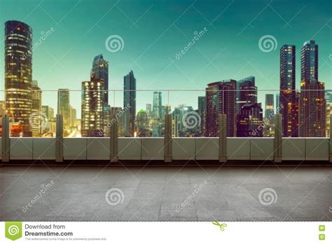 Roof Top Balcony With Cityscape Background Stock Image Image Of