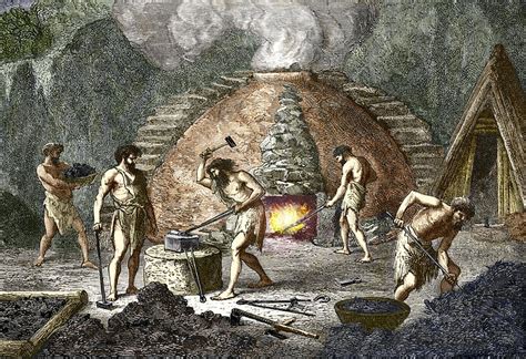 Early Humans Smelting Iron Stock Image V2000230 Science Photo Library