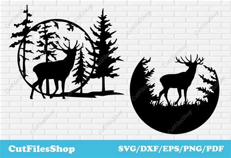 Deer Scene Dxf Files Clipart Download Animals Scene Dxf Forest Scene