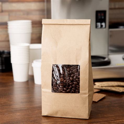 1 Lb Brown Kraft Customizable Tin Tie Coffee Bag With Window 100pack