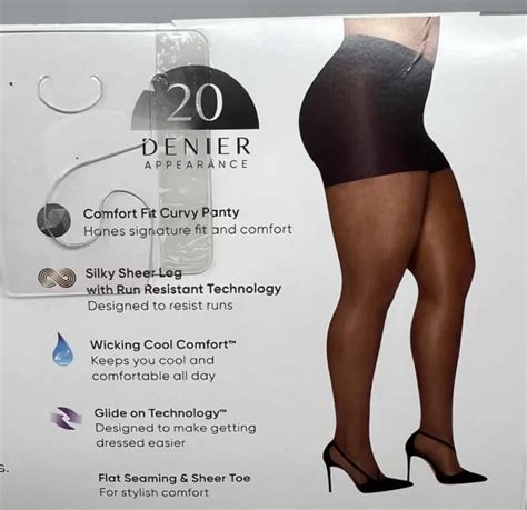 HANES CURVES NUDE Silky Sheer Control Top Pantyhose 3X 4X Glide On
