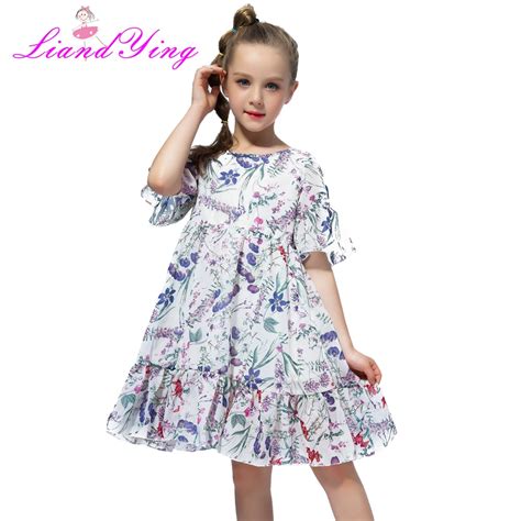 Hot Sale Kids Summer Bohemia Casual Pleated Dress For Girl 2018