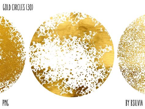 Gold Circles Clipart Gold Glitter Design Elements Gold Etsy