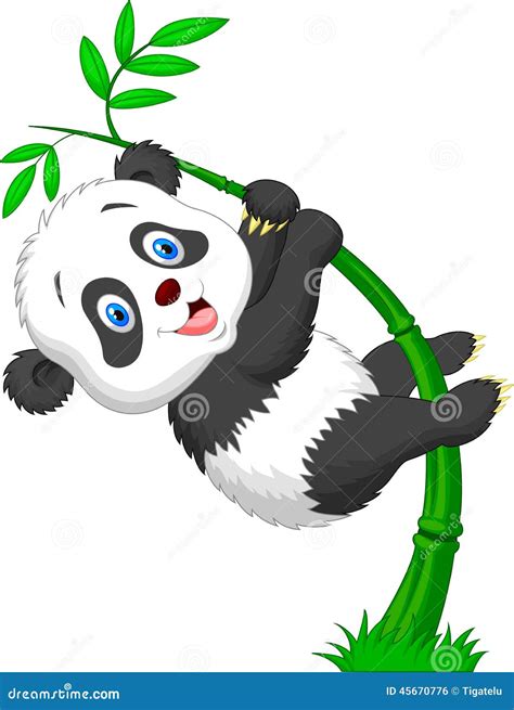 Royalty Free Stock Image Cute Panda Cartoon Climbing Bamboo Tree