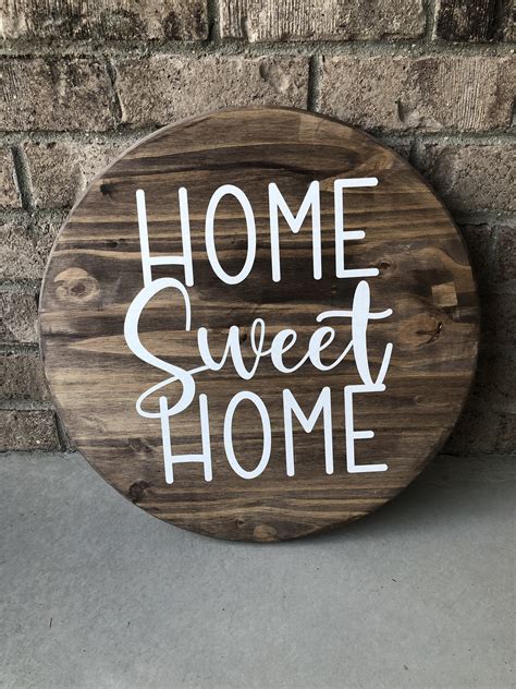 Home Sweet Home Circle Wood Sign Home Sweet Home Wood Sign Etsy