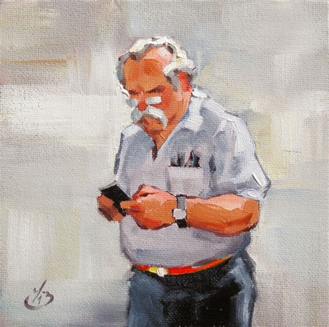 Tom Brown Fine Art Contemporary Figure Painting Man With Cell Phone