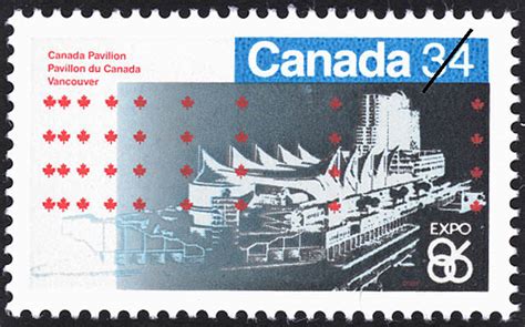 stampsandcanada canada pavilion vancouver 34 cents 1986 stamps of canada price guide