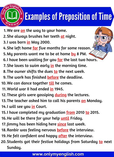20 Examples Of Preposition Of Time