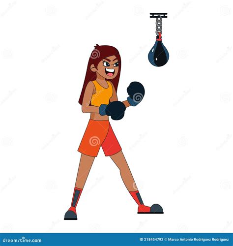 Isolated Girl Athlete Character Boxing Stock Vector Illustration Of