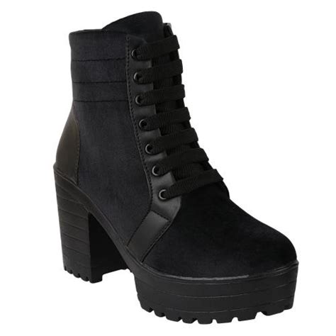 Buy Shoetopia Womens And Girls Black Heeled Boots Online At Best Prices