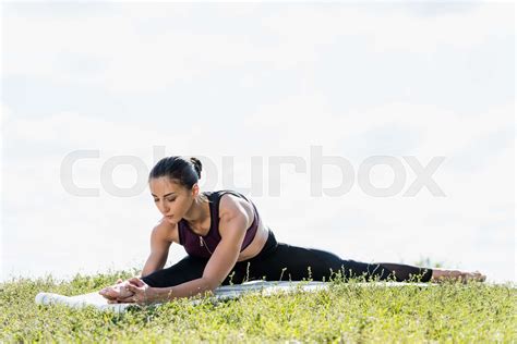 Woman Bending Forward Stock Image Colourbox