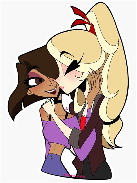 Human Charlie And Vaggie Hazbin Hotel Roommates Au Sticker For Sale By L L Amiii Redbubble