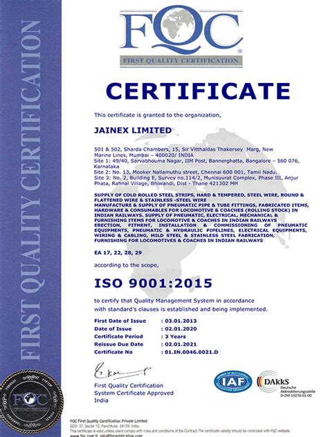 Iso Certificate Jainex Group