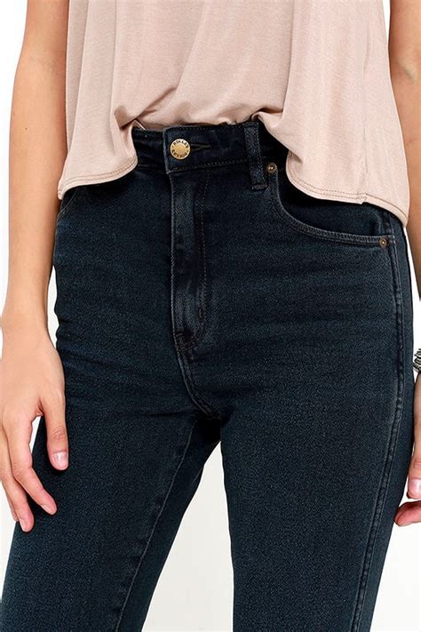 Rollas Eastcoast Ankle Washed Black Jeans High Waisted Jeans 11900