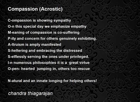 Compassion Acrostic Poem By Chandra Thiagarajan Poem Hunter