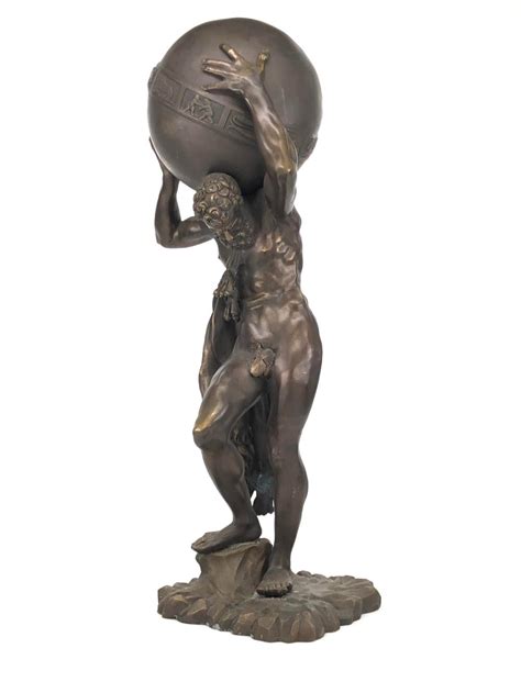 Lot Bronze Atlas Holding Globe Of The Zodiac Sculpture