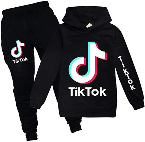 Girls Tik Tok Hooded Sweater Casual Boys Kids Jumper Pullover Set