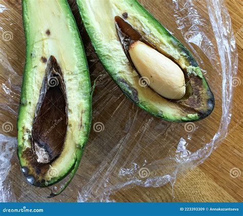 Rotten Avocado Cut In Half Close Up Stock Image Image Of Space