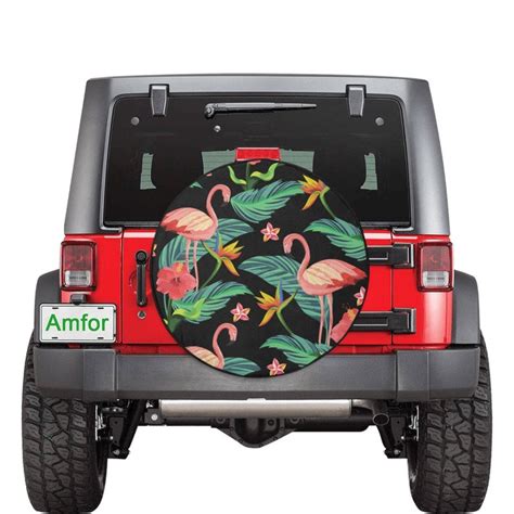 Pink Flamingo Cover Spare Tire Cover For Jeep Wrangler Jeep Etsy