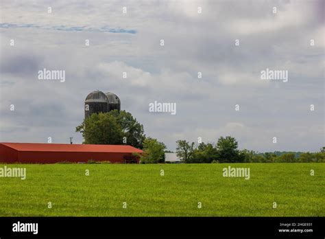Rural Eastern Tennessee Agricultural Landscape With Silo Siting On A