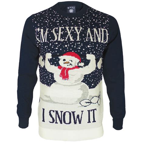 mens christmas jumper funny xmas novelty sexy snowman thin crew neck sweater ebay
