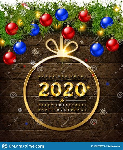 Merry Christmas And Happy New Year 2020. Stock Vector ...
