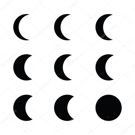 Phases De Lune Silhouette Icône Noire Image Vectorielle Par Kateen2528
